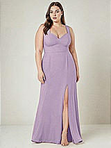 Alt View 1 Thumbnail - Pale Purple Contoured Wide Strap Sweetheart Maxi Dress