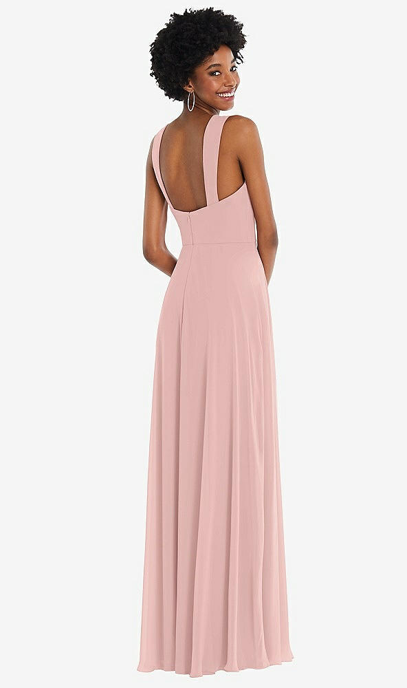 Back View - Rose - PANTONE Rose Quartz Contoured Wide Strap Sweetheart Maxi Dress