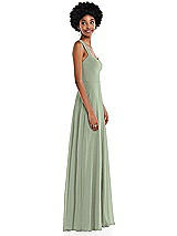 Side View Thumbnail - Sage Contoured Wide Strap Sweetheart Maxi Dress