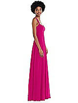 Side View Thumbnail - Think Pink Contoured Wide Strap Sweetheart Maxi Dress