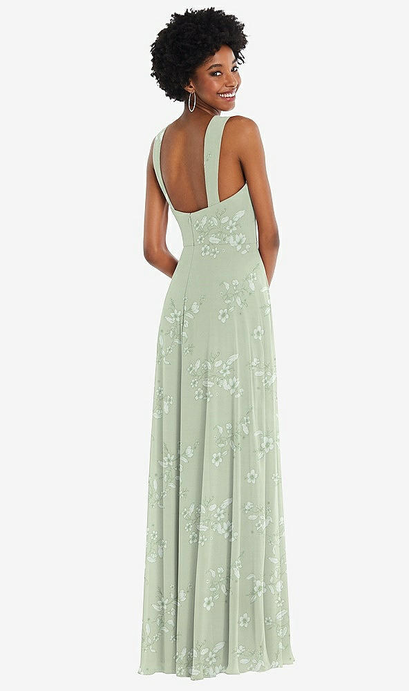 Back View - Vintage Primrose Sage Contoured Wide Strap Sweetheart Maxi Dress