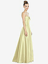 Side View Thumbnail - Butter Yellow Bow Cuff Strapless Satin Ball Gown with Pockets