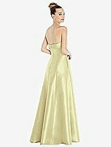 Rear View Thumbnail - Butter Yellow Bow Cuff Strapless Satin Ball Gown with Pockets