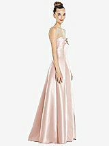 Side View Thumbnail - Blush Bow Cuff Strapless Satin Ball Gown with Pockets