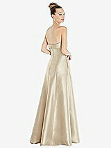 Rear View Thumbnail - Champagne Bow Cuff Strapless Satin Ball Gown with Pockets