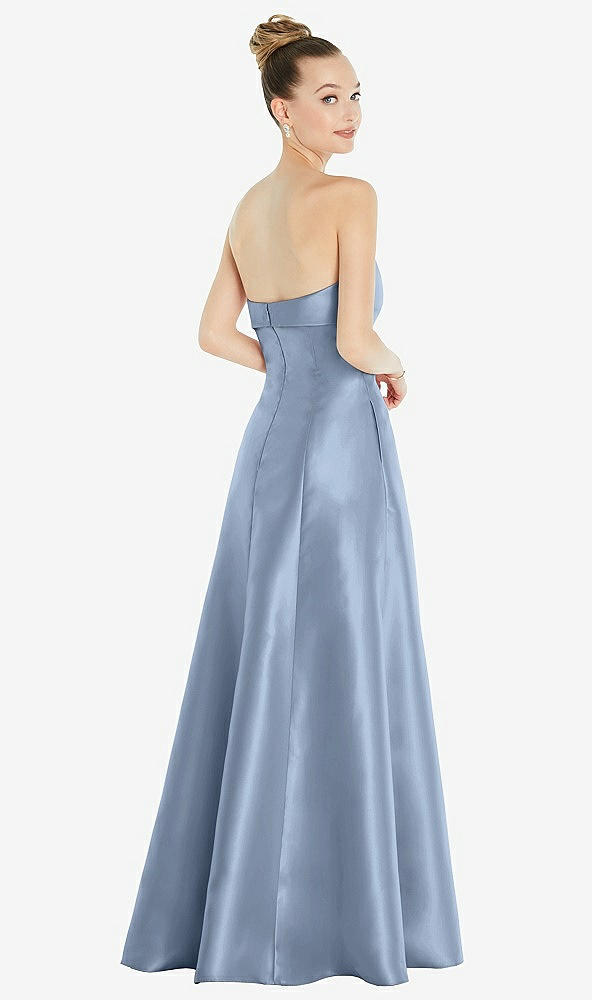 Back View - Cloudy Bow Cuff Strapless Satin Ball Gown with Pockets