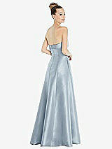 Rear View Thumbnail - Mist Bow Cuff Strapless Satin Ball Gown with Pockets