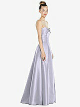 Side View Thumbnail - Silver Dove Bow Cuff Strapless Satin Ball Gown with Pockets