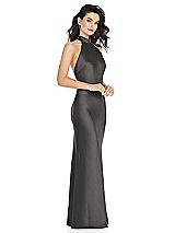 Side View Thumbnail - Caviar Gray Scarf Tie High-Neck Halter Maxi Slip Dress