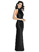 Side View Thumbnail - Black Scarf Tie High-Neck Halter Maxi Slip Dress