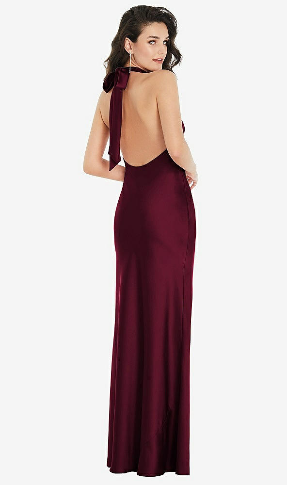 Back View - Cabernet Scarf Tie High-Neck Halter Maxi Slip Dress