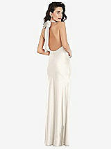 Rear View Thumbnail - Ivory Scarf Tie High-Neck Halter Maxi Slip Dress