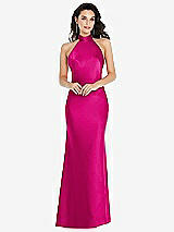 Front View Thumbnail - Think Pink Scarf Tie High-Neck Halter Maxi Slip Dress