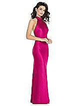 Side View Thumbnail - Think Pink Scarf Tie High-Neck Halter Maxi Slip Dress