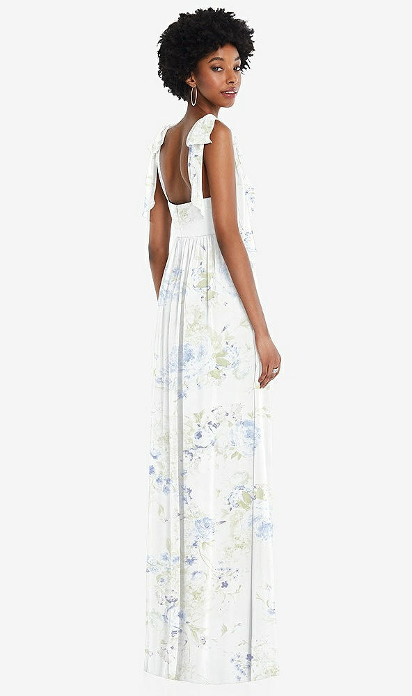 Back View - Bleu Garden Convertible Tie-Shoulder Empire Waist Maxi Dress