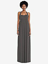 Alt View 4 Thumbnail - Caviar Gray Convertible Tie-Shoulder Empire Waist Maxi Dress