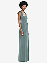 Side View Thumbnail - Icelandic Convertible Tie-Shoulder Empire Waist Maxi Dress