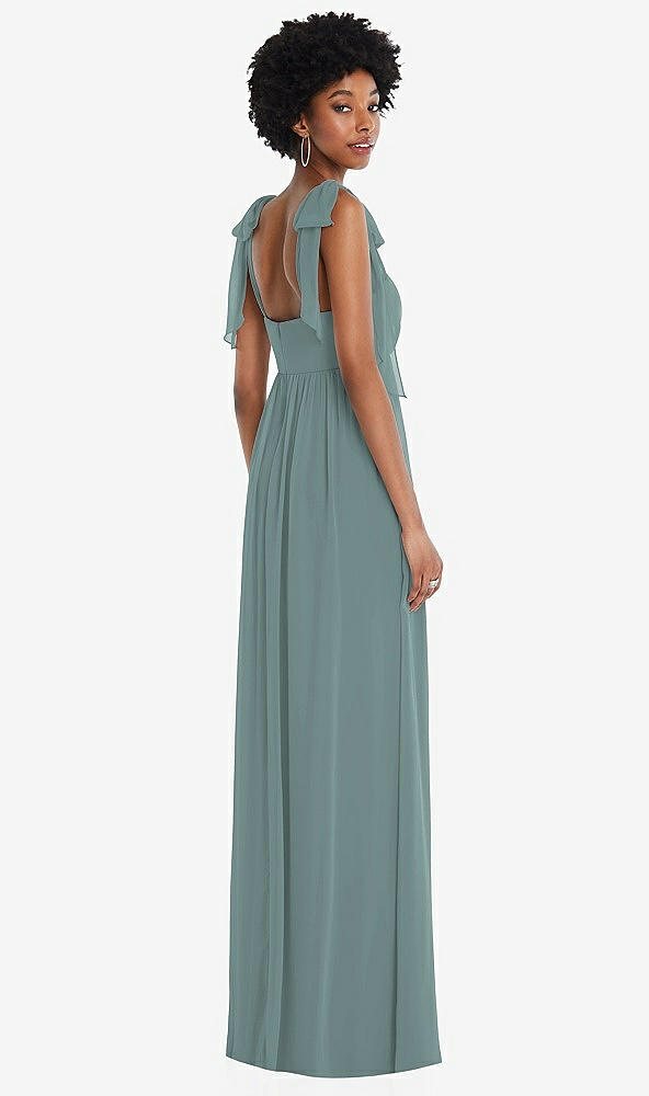 Back View - Icelandic Convertible Tie-Shoulder Empire Waist Maxi Dress