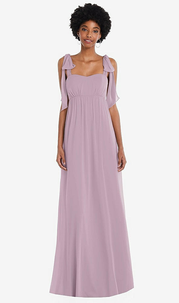 Front View - Suede Rose Convertible Tie-Shoulder Empire Waist Maxi Dress