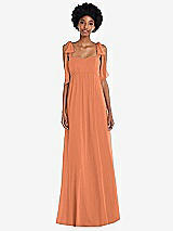 Front View Thumbnail - Sweet Melon Convertible Tie-Shoulder Empire Waist Maxi Dress