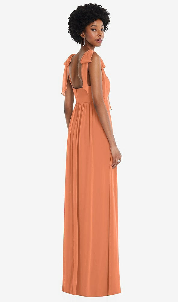 Back View - Sweet Melon Convertible Tie-Shoulder Empire Waist Maxi Dress