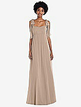 Front View Thumbnail - Topaz Convertible Tie-Shoulder Empire Waist Maxi Dress