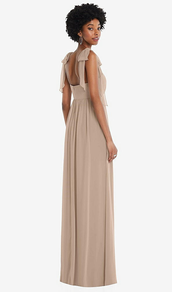 Back View - Topaz Convertible Tie-Shoulder Empire Waist Maxi Dress