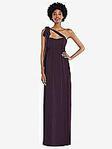 Alt View 2 Thumbnail - Aubergine Convertible Tie-Shoulder Empire Waist Maxi Dress