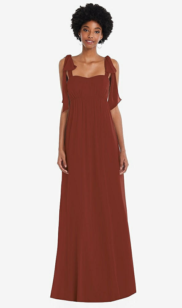 Front View - Auburn Moon Convertible Tie-Shoulder Empire Waist Maxi Dress