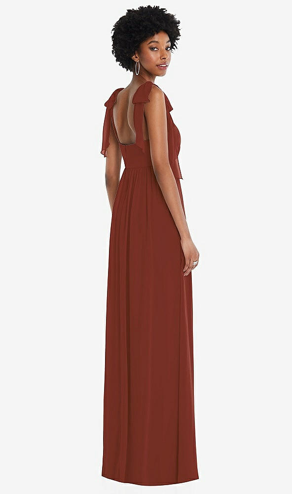 Back View - Auburn Moon Convertible Tie-Shoulder Empire Waist Maxi Dress