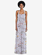 Alt View 1 Thumbnail - Butterfly Botanica Silver Dove Convertible Tie-Shoulder Empire Waist Maxi Dress