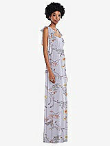 Side View Thumbnail - Butterfly Botanica Silver Dove Convertible Tie-Shoulder Empire Waist Maxi Dress