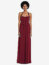 Alt View 1 Thumbnail - Burgundy Convertible Tie-Shoulder Empire Waist Maxi Dress