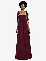 Front View Thumbnail - Cabernet Convertible Tie-Shoulder Empire Waist Maxi Dress