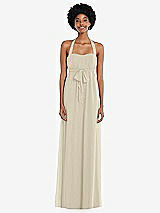 Alt View 1 Thumbnail - Champagne Convertible Tie-Shoulder Empire Waist Maxi Dress