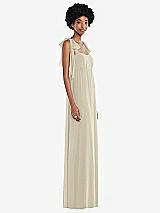 Side View Thumbnail - Champagne Convertible Tie-Shoulder Empire Waist Maxi Dress