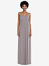 Alt View 4 Thumbnail - Cashmere Gray Convertible Tie-Shoulder Empire Waist Maxi Dress