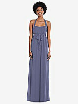 Alt View 1 Thumbnail - French Blue Convertible Tie-Shoulder Empire Waist Maxi Dress