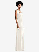 Side View Thumbnail - Ivory Convertible Tie-Shoulder Empire Waist Maxi Dress