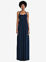 Alt View 4 Thumbnail - Midnight Navy Convertible Tie-Shoulder Empire Waist Maxi Dress