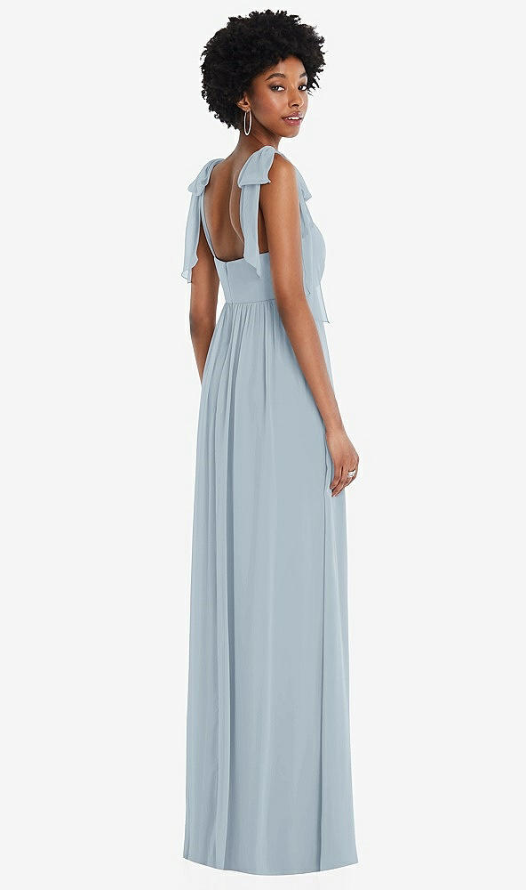 Back View - Mist Convertible Tie-Shoulder Empire Waist Maxi Dress