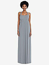 Alt View 4 Thumbnail - Platinum Convertible Tie-Shoulder Empire Waist Maxi Dress