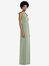 Side View Thumbnail - Sage Convertible Tie-Shoulder Empire Waist Maxi Dress