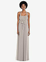 Alt View 1 Thumbnail - Taupe Convertible Tie-Shoulder Empire Waist Maxi Dress