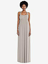 Alt View 4 Thumbnail - Taupe Convertible Tie-Shoulder Empire Waist Maxi Dress