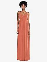 Alt View 4 Thumbnail - Terracotta Copper Convertible Tie-Shoulder Empire Waist Maxi Dress