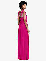 Rear View Thumbnail - Think Pink Convertible Tie-Shoulder Empire Waist Maxi Dress