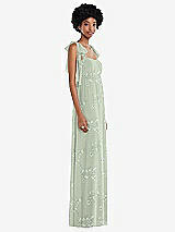 Side View Thumbnail - Vintage Primrose Sage Convertible Tie-Shoulder Empire Waist Maxi Dress