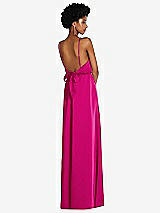 Rear View Thumbnail - Think Pink Low Tie-Back Maxi Dress with Adjustable Skinny Straps