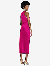 Rear View Thumbnail - Think Pink Jewel Neck Sleeveless Midi Dress with Bias Skirt